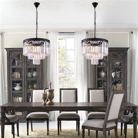 Eitzen Light Unique Tiered Chandelier With Crystal Accents Dining