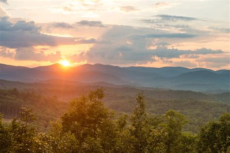 Sunset View Of Georgia Blue Ridge Mountains Landscape In