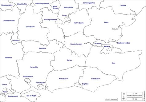 South East England Free Map Free Blank Map Free Outline Map Free