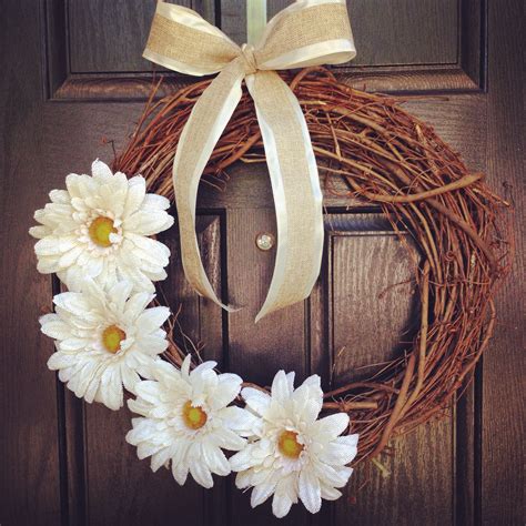 DIY grapevine wreath with burlap daisies and now #hobbylobby | Diy grapevine wreath, Grapevine ...
