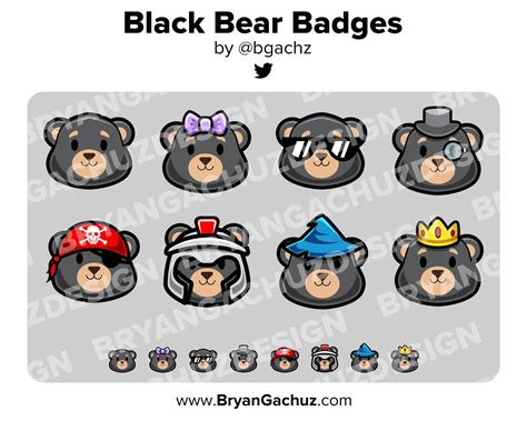 Black Bear Twitch Badges Bit Badges Channel Points Discord Badges