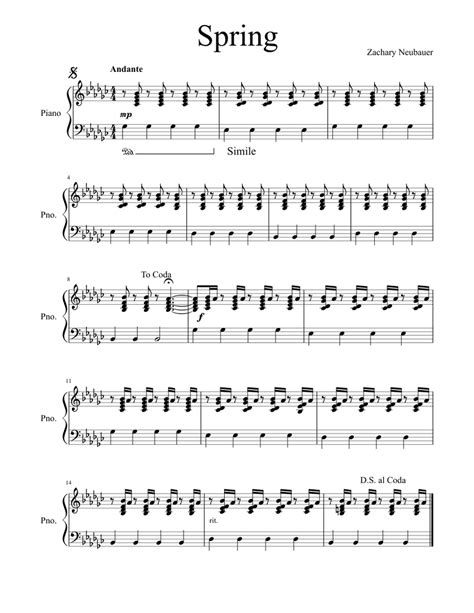 Spring Sheet Music For Piano Solo