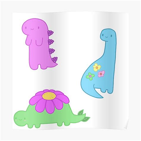 Cute Baby Dinosaur Sticker Pack Poster For Sale By Blar 417 Redbubble