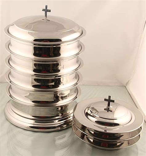 5 Communion Tray Set With Base And Lid 3 Bread Plate With Lid Mirror