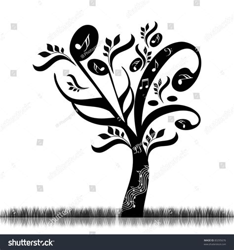 Abstract Art Tree With Music Notes Stock Vector