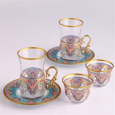 Pcs Pasabahce Evla Turkish Tea Set With Mirra Cups Traditional Turk