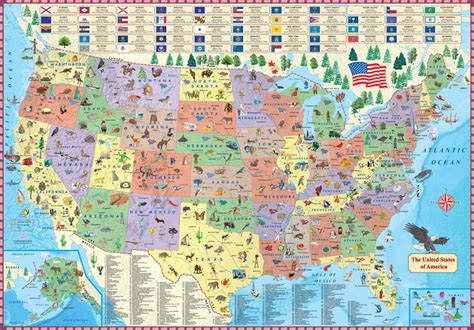 Us Map Rambles Through Our Country A Spectacular Pictorial Map Of The