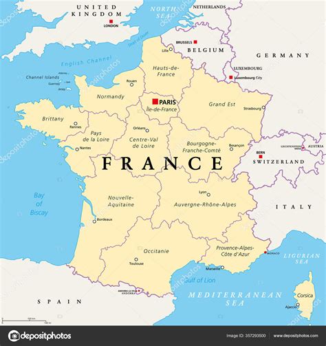 Francia Mapa Politico Regiones De Francia Metropolitana Republica