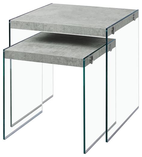 Les meubles sont arrivés avec un caisson difficile à enlever. Monarch 2Pcs Set Nesting Table in Grey Cement Tempered ...
