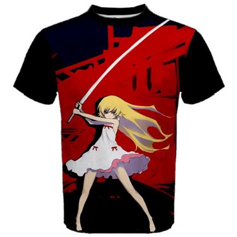 Bakemonogatari Shirt Anime Manga T Shirt Monogatari Black Red