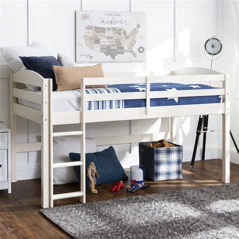 Manor Park Solid Wood Junior Twin Low Loft Bed White