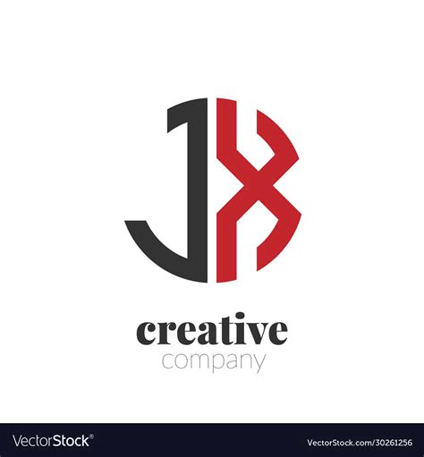 initial letter jx creative elegant circle logo vector image