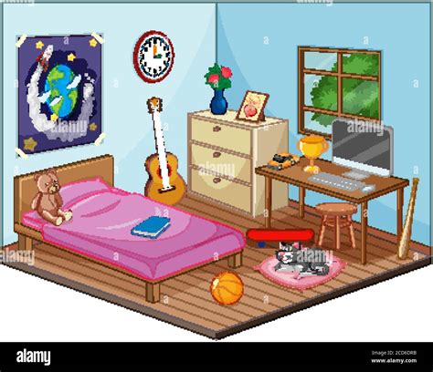 Parte del dormitorio de los niños escena en dibujos animados estilo Imagen Vector de stock Alamy