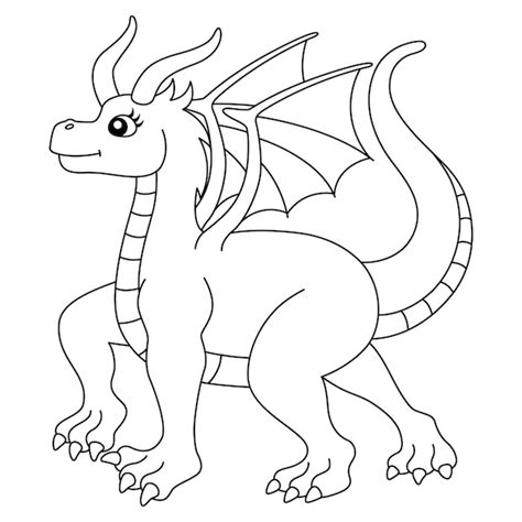 Premium Vector Walking Female Dragon Coloring Page Isolated