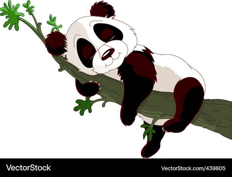 Panda Sleeping On A Branch Royalty Free Vector Image