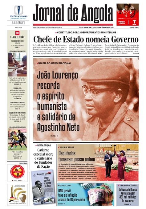 Jornal De Angola Sábado 17 De Setembro De 2022