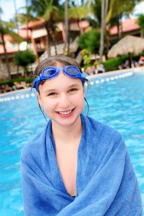 Teenage Girl At Swimming Pool Stock Image Image Of Smiling Hotel 8bc