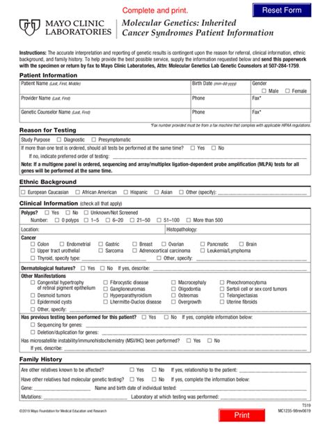 Fill Free Fillable Mayo Clinic Laboratories Pdf Forms