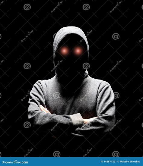 Computer Hacker In Hoodie Obscured Dark Face Data Thief Internet