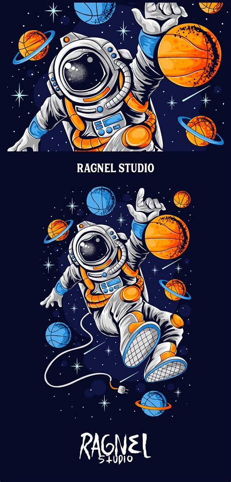 Astronaut Playing Basketball Outside Of Space Vector On Behance