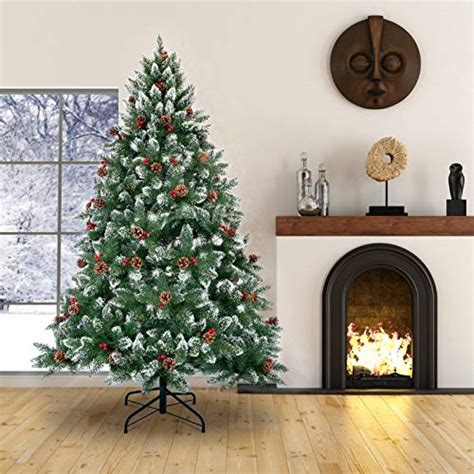 Wbhome 6 Feet Snow Flocked Premium Spruce Hinged Artificial Christmas