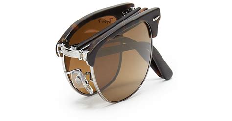 ray ban polarized folding clubmaster sunglasses in brown lyst