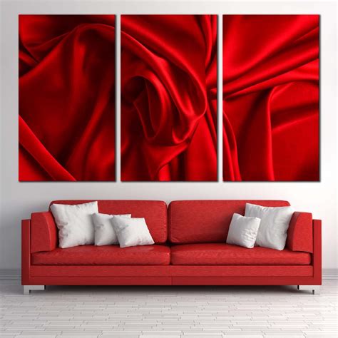 Elegant Abstract Canvas Wall Art Red Abstract Wavy Folds 3 Piece Canv Swallart