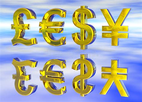 Look no further, listed below are all the html currency symbols, including html currency codes and ascii currency codes for the yen sign, ruble sign and yuan character plus a whole lot more. Euro Pound Dollar And Yen Symbols In Gold Stock ...