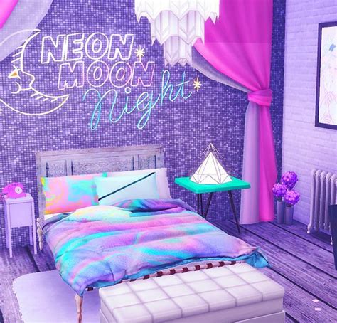 Holographic Inspired Bedroom Cc Furniture Bed Frame Wondymoo Sims