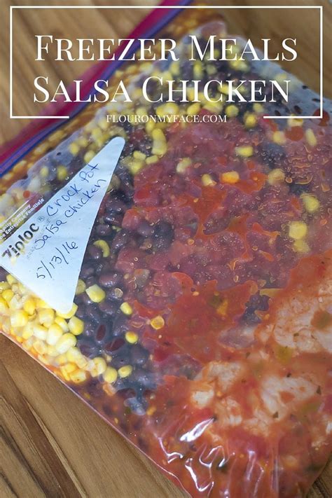 Juicy, tender, shredded chicken cooked in the crock pot with fresh mix of salsa vegetables like tomatoes, onions, peppers, herbs, and spices. Freezer Meals Crock Pot Salsa Chicken - Flour On My Face