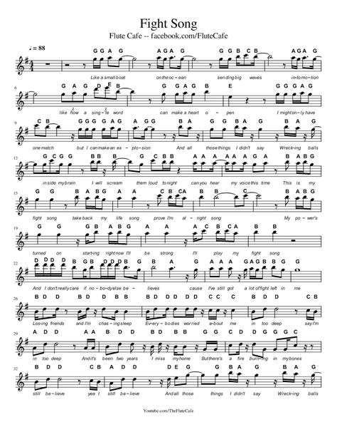 Rachel platten, wildfire fight song chords lyrics for guitar ukulele piano keyboard with strumming pattern on standard no capo, tune down and capo version. Fight Song by Rachel Platten (Flute Sheet Music) | Flute sheet music, Sheet music, Flute music