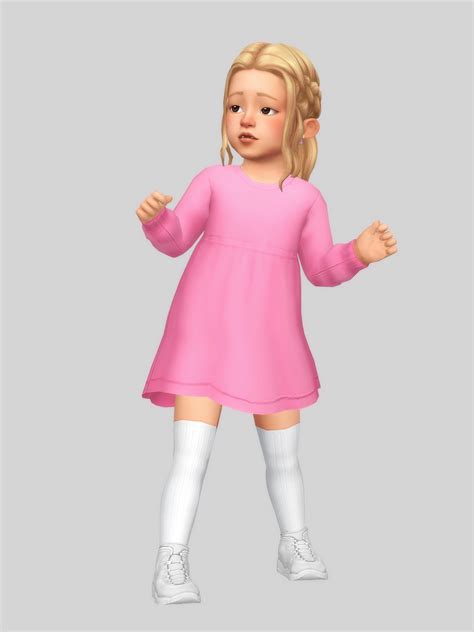 Sweater Dress Casteru Sims 4 Toddler Sims 4 Cc Kids Clothing Sims