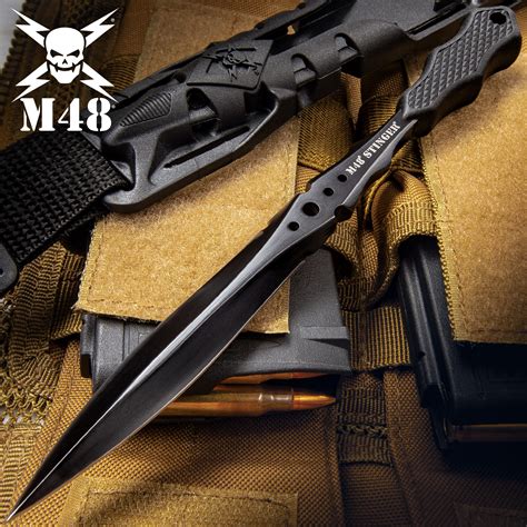 M48 Stinger Urban Dagger Black With Harness Sheath Knives