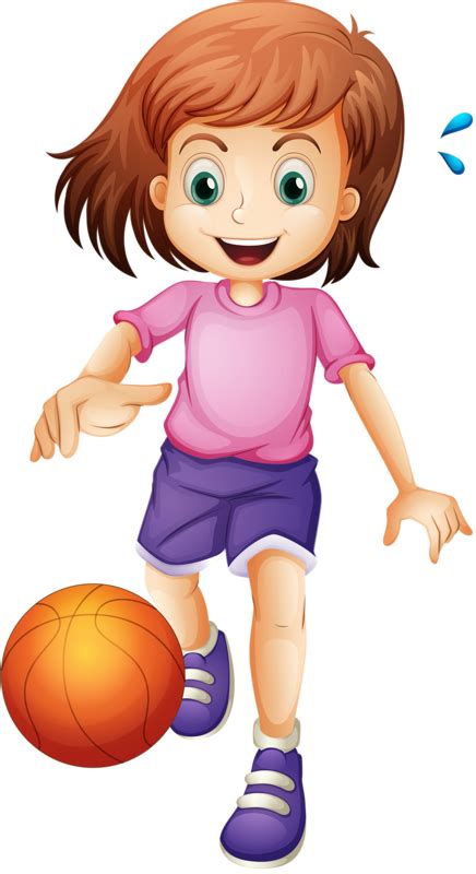 Download Kids At Play Girl Playing Basketball Clipart
