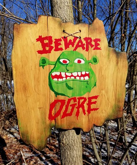 Hand Crafted Beware Ogre Wood Sign Shrek Decor Beware Ogre