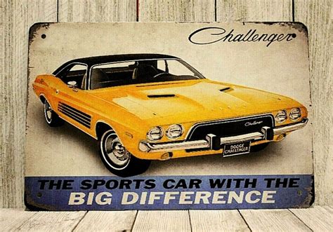Dodge Challenger Muscle Car Tin Poster Sign Vintage Style Man Etsy