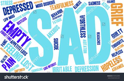 Sad Word Cloud On White Background Stock Vector Royalty Free