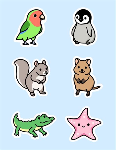 Cute Animal Sticker Pack 12 Cute Doodles Animal Stickers Cute Stickers