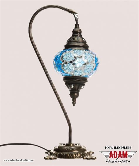 Swan Neck Mosaic Table Lamp Turquoise Model Medium Mosaic Lamps
