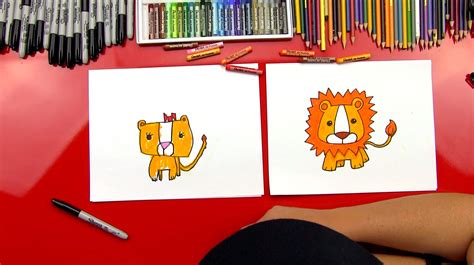 Drawing For Kids Easy Step By Step Cute ~ Lion Cartoon Draw Hub Animals