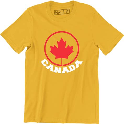Half It Canada Pride Mens Funny Patriotic Flag Retro Feel Canadian Maple Leaf Tee Shirt