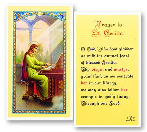 Prayer To St Cecilia Holy Card