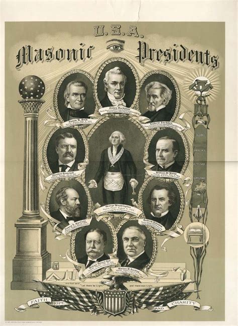 Usa Masonic Presidents Masonic Poster