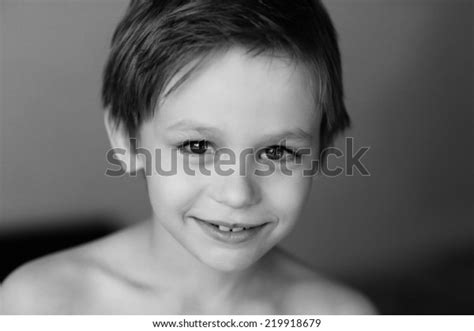 Close Portrait Handsome Smiling Little Boy Stock Photo 219918679