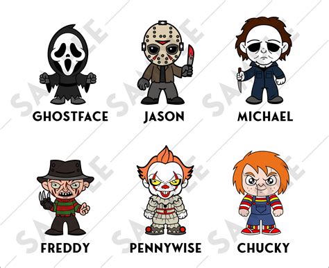 Halloween Horror Movie Killers Chibi Characters Scream Jason