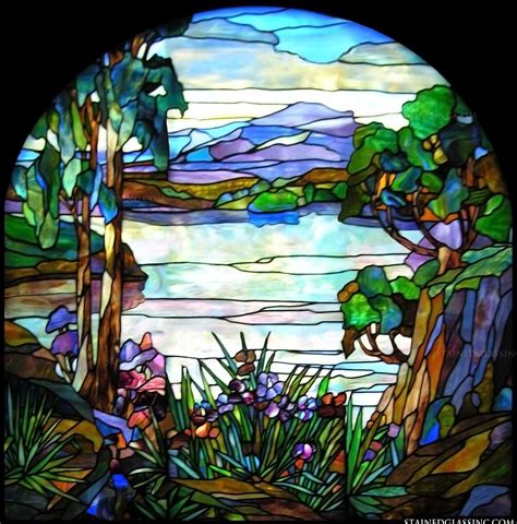 Lakeside Blossoms Stained Glass Church Glass Painting Stained Glass