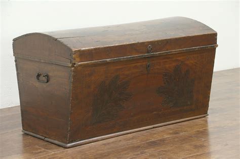 Sold Pine Antique 1840 Dome Top Immigrant Trunk Blanket Chest 28665