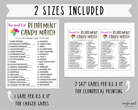 Retirement Party Games Retirement Candy Match Fun Etsy Retirement Parties Retirement Candy