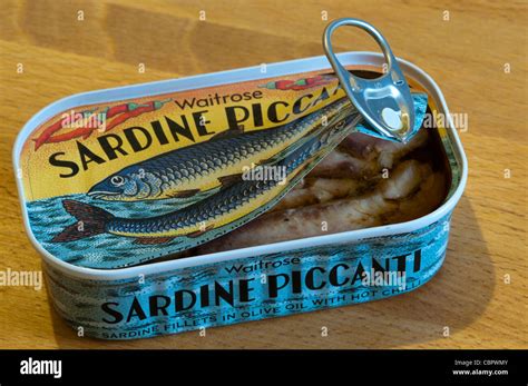An Opened Tin Of Waitrose Sardine Piccanti Sardine Fillets In Olive