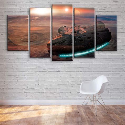 Large Millennium Falcon Star Wars 5 Panel Canvas Wall Art Picture